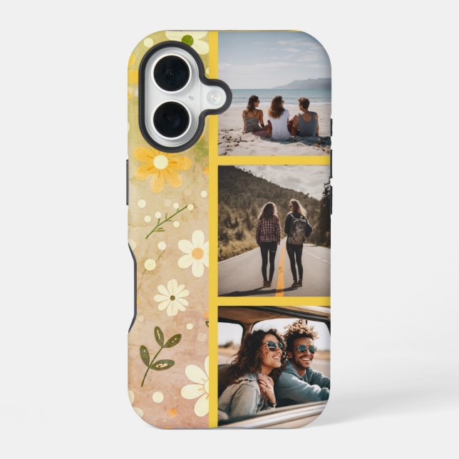 Pastel Garden Delight Photo Collage iPhone 16 Case (Back)