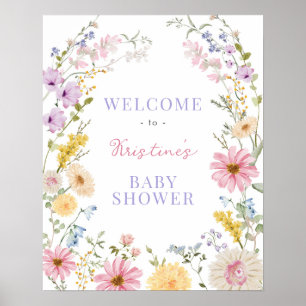 Pastel Garden Floral Baby in Bloom Shower Welcome Poster