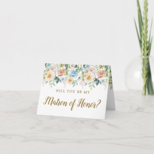 Pastel Garden Floral Matron of Honour Proposal Invitation
