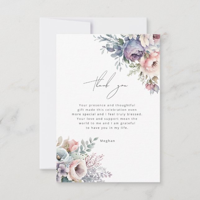 Pastel Garden Floral Thank You Card (Front)