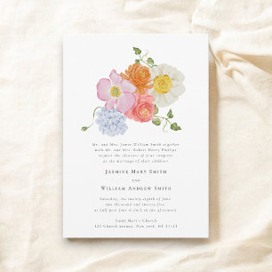 Pastel Garden Floral Wedding Ceremony Invite