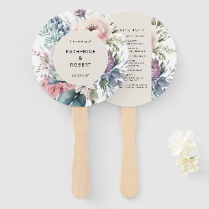 Pastel Garden Floral Wedding Program Hand Fan