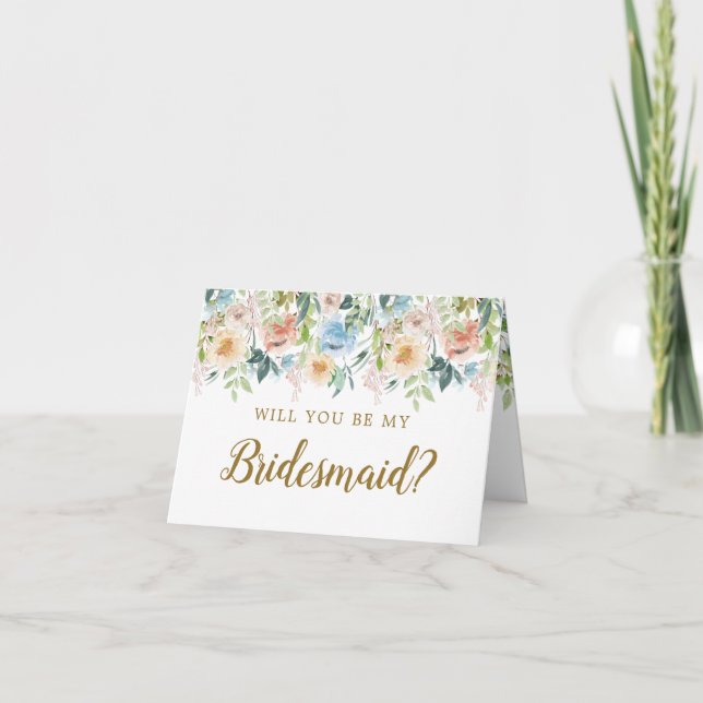 Pastel Garden Floral Will You Be My Bridesmaid Invitation (Front)