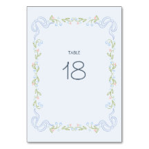 Pastel Garden Ribbon Wedding Table Number