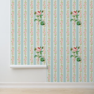 Pastel Garden Stripes Wallpaper