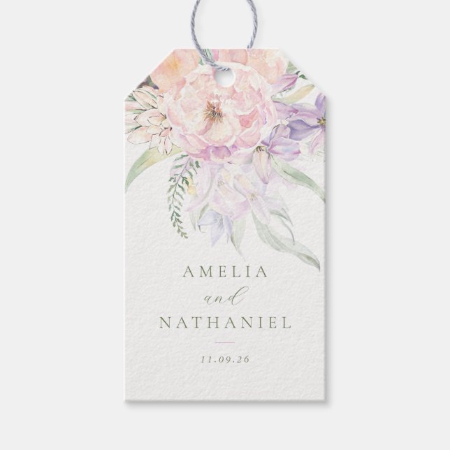 Pastel Garden Wedding Favour Gift Tags (Front)