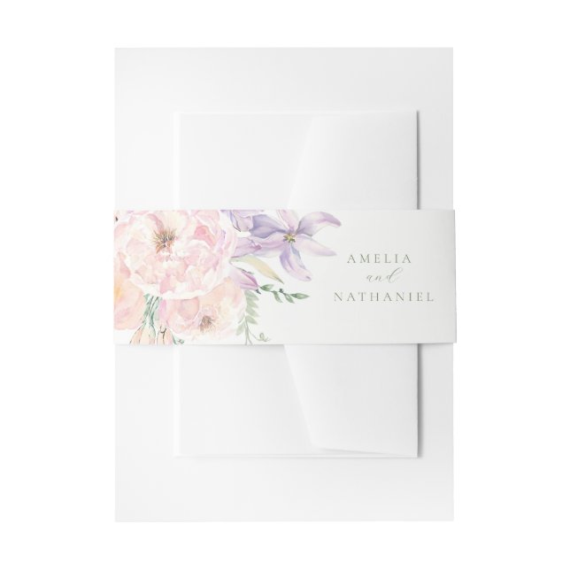 Pastel Garden Wedding Invitation Belly Band (Front Example)