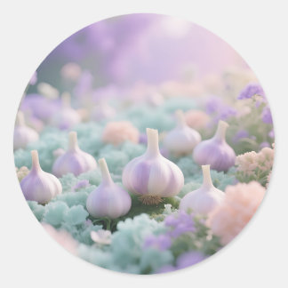Pastel Garlic Garden Dreamscape Classic Round Sticker