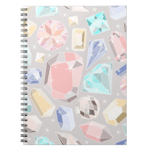 Pastel Gemstone Diamond Pattern PInk Aqua Gems Notebook