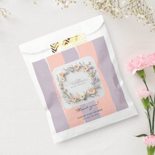Pastel Gender Neutral Wildflower Baby Shower Favour Bag (Sealed)