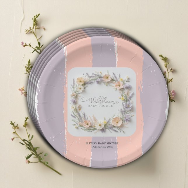 Pastel Gender Neutral Wildflower Baby Shower Paper Plate (Creator Uploaded)