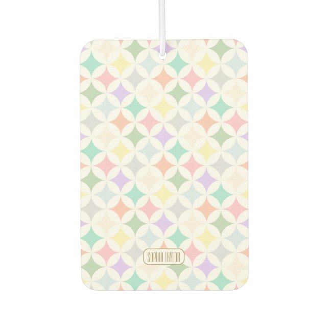 Pastel Geometric Circles and Diamond Pattern Air Freshener (Front)
