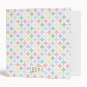 Pastel Geometric Circles and Diamond Pattern Binder