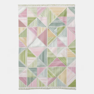 Pastel Geometric Cottagecore Quilt Pattern Kitchen Towel