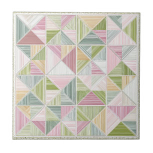 Pastel Geometric Cottagecore Quilt Pattern Tile