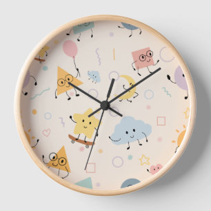 Pastel Geometric Doodle Clock