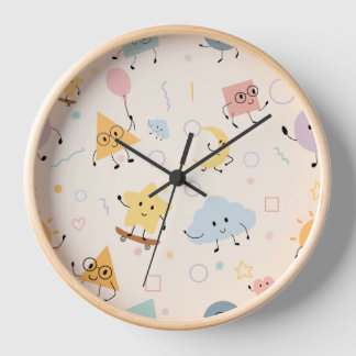 Pastel Geometric Doodle Clock