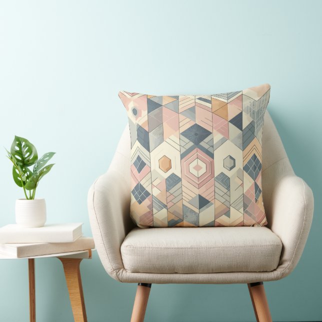 Pastel Geometric Harmony Pattern Throw Pillow (Chair)