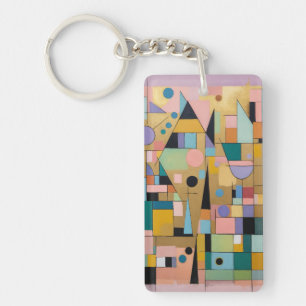 Pastel Geometric Metropolis Keychain