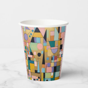 Pastel Geometric Metropolis Paper Cups
