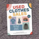 Pastel Geometric Patterns - Used Clothes Sales Flyer<br><div class="desc">A colorful flyer advertising for a used clothes sales features subtle geometric patterns in soft pastels. The layout features a collage of various secondhand garments including vintage jacket,  floral dress,  and shirts arranged in an appealing grid format.</div>