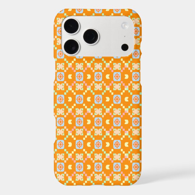 Pastel Geometric Pixel Pattern on Vibrant Orange  (Back)