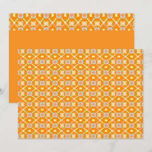 Pastel Geometric Pixel Pattern on Vibrant Orange  Invitation