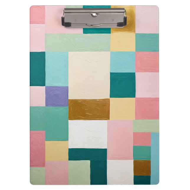 Pastel Geometric Quilt Clipboard (Front)