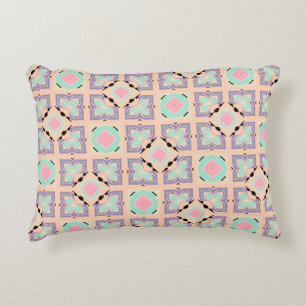 Pastel Geometric Tile Pattern Pink Mint Purple Accent Pillow