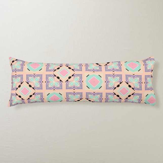 Pastel Geometric Tile Pattern | Pink Mint Purple  Body Pillow (Front)