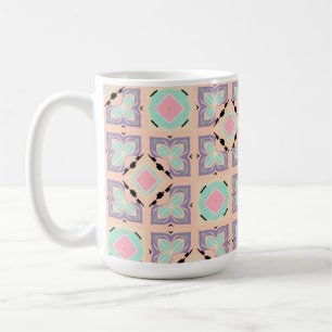 Pastel Geometric Tile Pattern   Pink Mint Purple  Coffee Mug