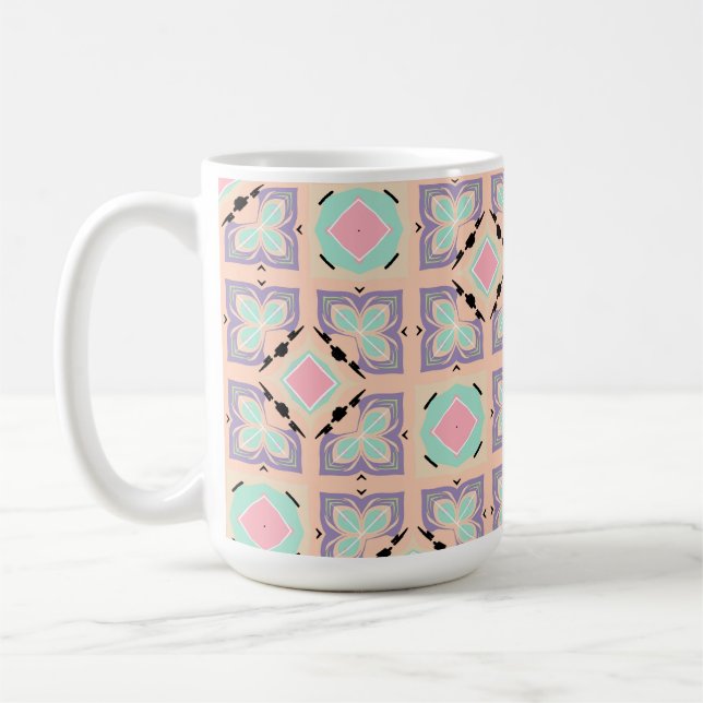 Pastel Geometric Tile Pattern | Pink Mint Purple  Coffee Mug (Left)