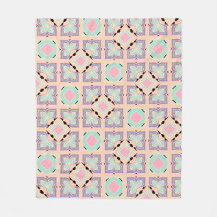 Pastel Geometric Tile Pattern Pink Mint Purple Fleece Blanket