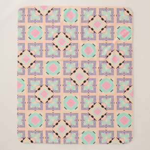 Pastel Geometric Tile Pattern Pink Mint Purple Sherpa Blanket