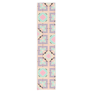 Pastel Geometric Tile Pattern   Pink Mint Purple  Short Table Runner