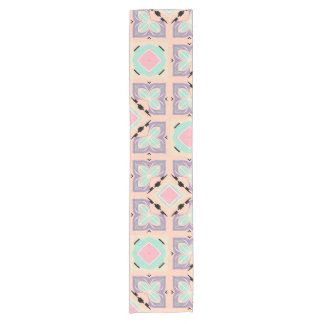 Pastel Geometric Tile Pattern | Pink Mint Purple Short Table Runner