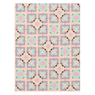 Pastel Geometric Tile Pattern Pink Mint Purple Tablecloth