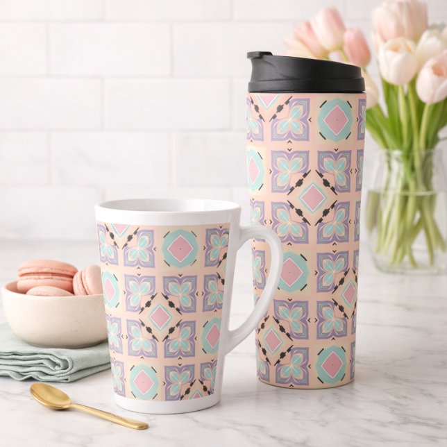 Pastel Geometric Tile Pattern | Pink Mint Purple  Thermal Tumbler (Creator Uploaded)