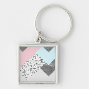 Pastel Geomtric Marble Dotted Design Keychain