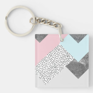 Pastel Geomtric Marble Dotted Design Keychain