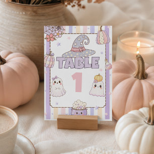 Pastel Ghost Baby Shower Table Numbers Pedestal Sign