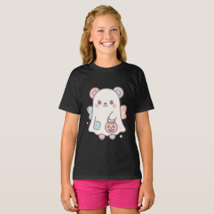 Pastel Ghost Bear Kids T-Shirt Cute Kawaii