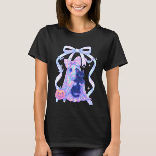 Pastel Ghost Holding Cat Halloween Cute Spooky Coq T-Shirt