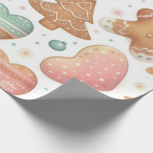 Pastel Gingerbread Cookies Christmas Wrapping Paper