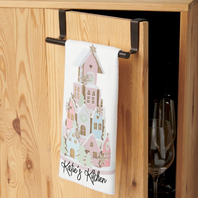 Pastel Gingerbread Sugar Castle Cake Kitchen Towel (Thirds Fold)