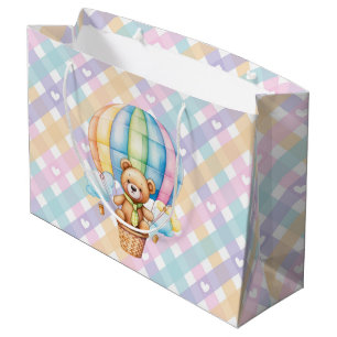 Pastel Gingham Hearts   Large Gift Bag