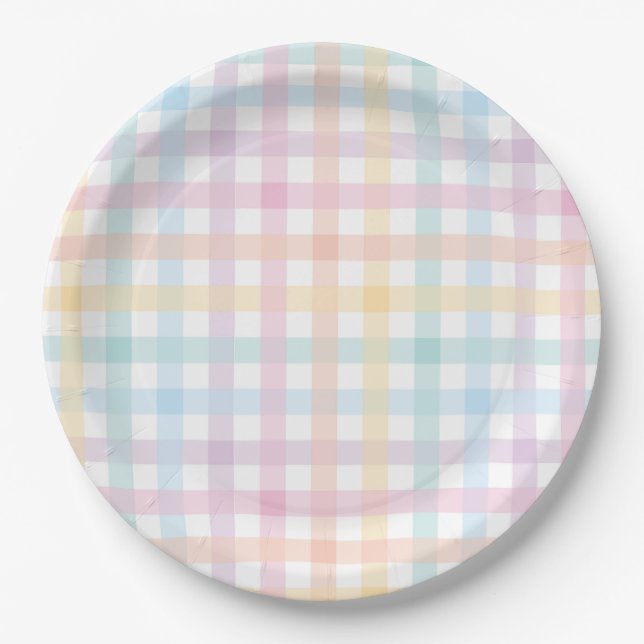 Pastel Gingham Paper Plate (Front)