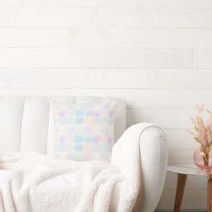Pastel Gingham Pattern Throw Pillow