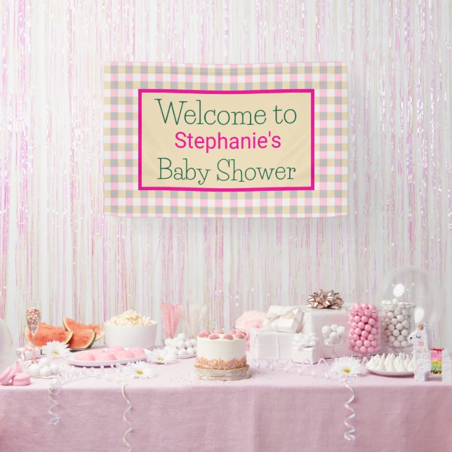Pastel Gingham Plaid Event  Banner (Party)
