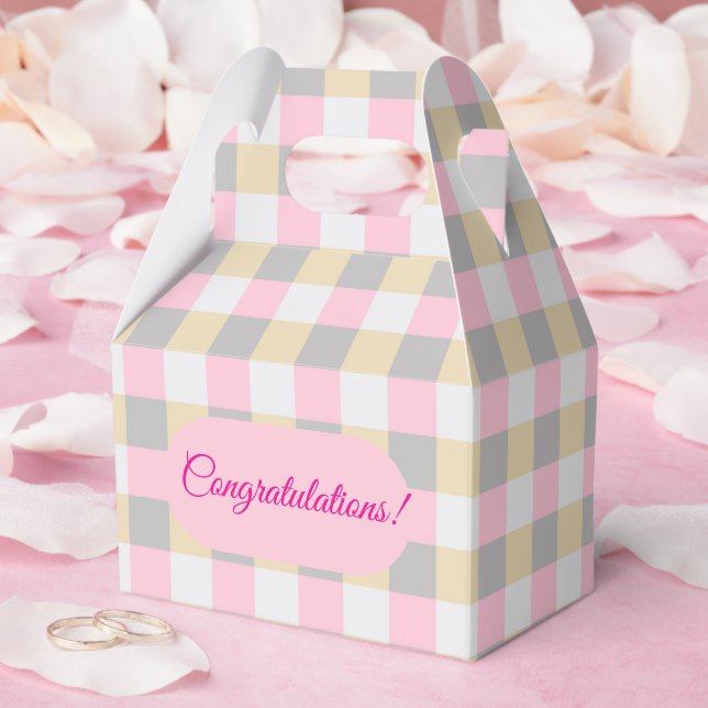 Pastel Gingham Plaid  Favor Box (Wedding)